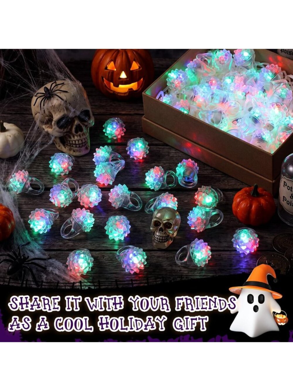 Colorful LED Light Up Rings - 150 Pcs Bumpy Glow Rings for Parties & Events - Picture 4 of 8